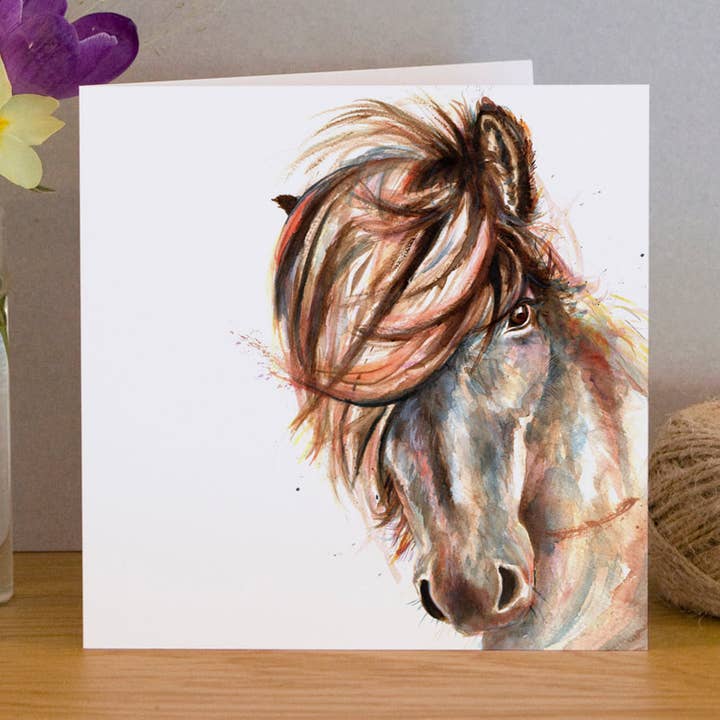 Inky Horse Blank Greeting Card for wholesale by Kate Moby