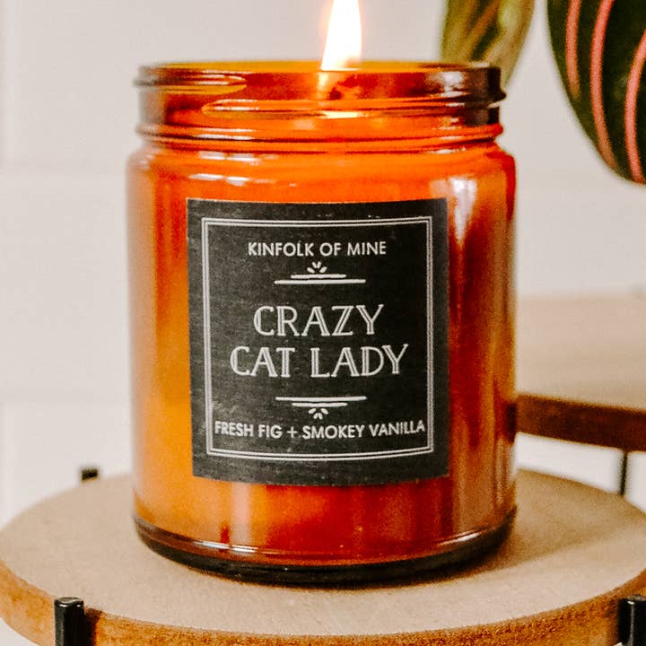 Kinfolk of Mine - Wholesale Jar/Filled Candle - Crazy Cat Lady 9oz Candle0