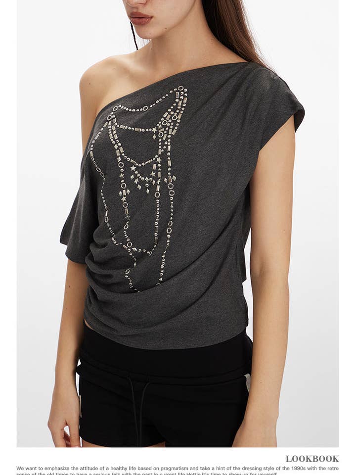 Marayn – Top de malha - Mulher por atacado – Top Curto Ombro a Ombro Chique para o Verão 2515