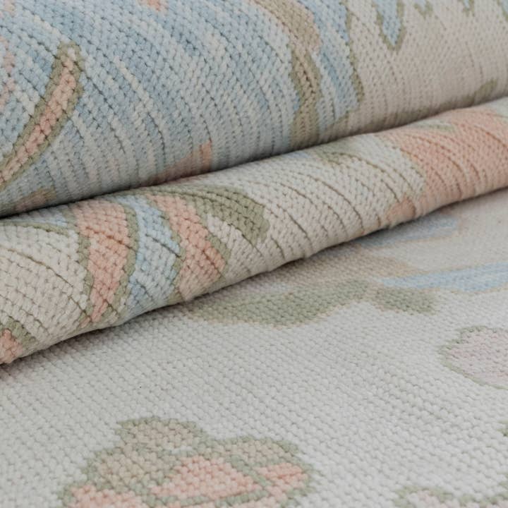 Aesthetic Homes LLC - Wholesale Area Rug - Cream Light Blue Oushak Rug –Hand Knotted Wool, Premium 2397