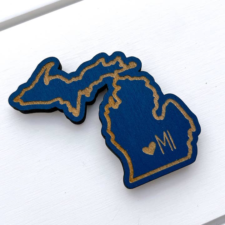 Scegli i colori | Calamita in legno ispirata localmente allo Stato del Michigan per la vendita all'ingrosso da parte di RusticStrokes