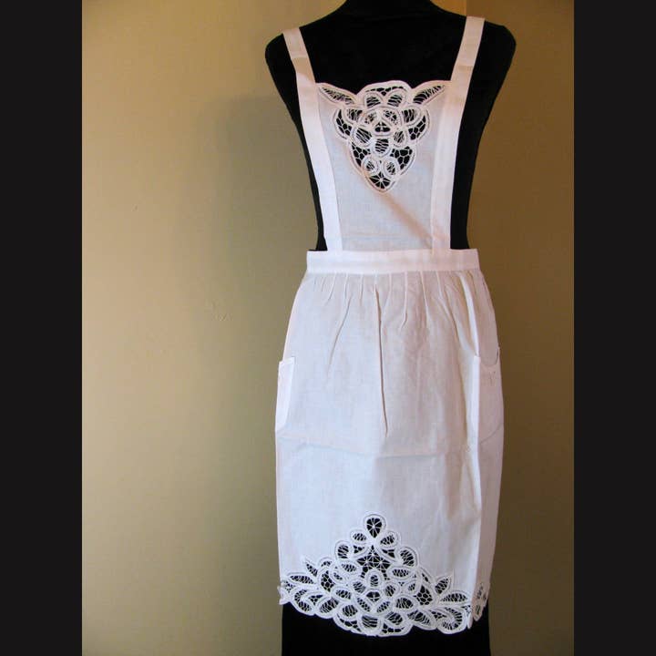 Eastern Sunrise Lace And Linens Inc. - Wholesale Apron - Bib Apron Cotton Simply Battenburg Lace Handmade
