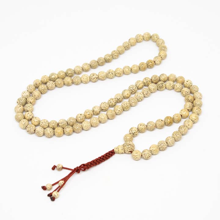 White Lotus Seed Zen 108 Bead Mala - Prayer Beads - 7-8mm for wholesale by Namu Baru Inc.