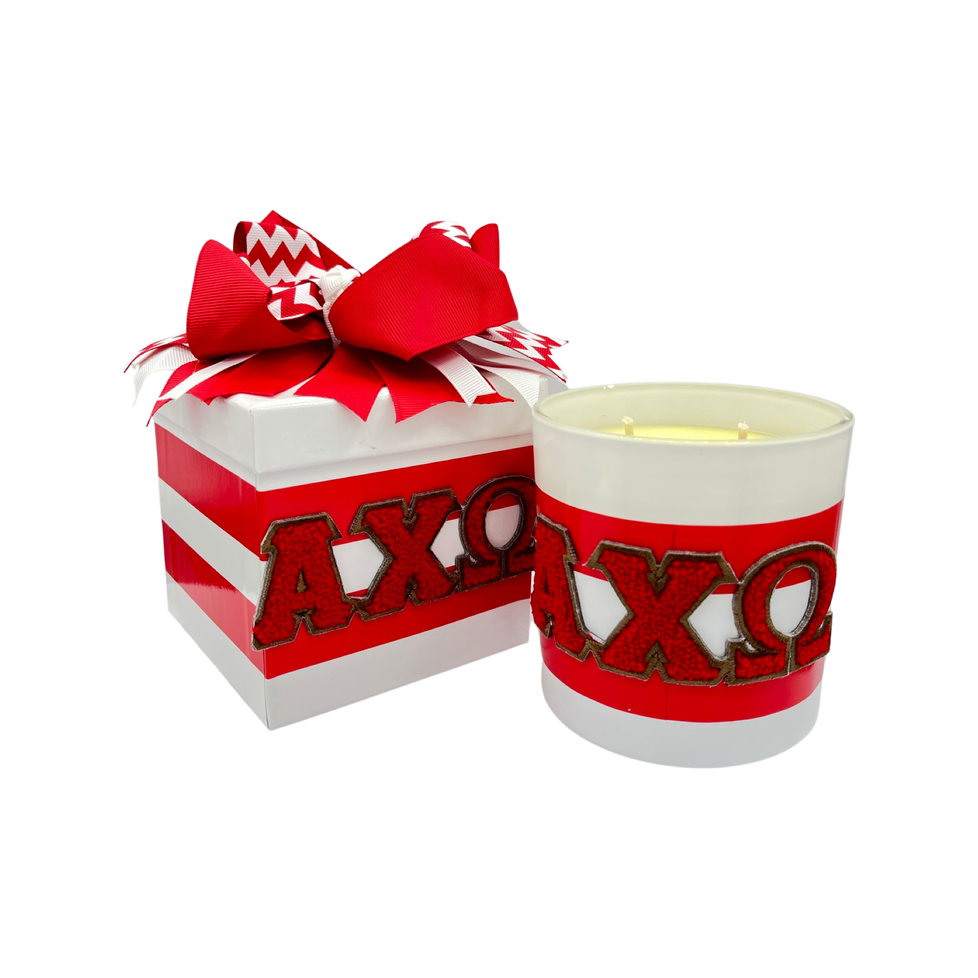 Color Shout – Engroshandel Glaslys – C201- Sorority græske bogstavlys med chenillemærke0