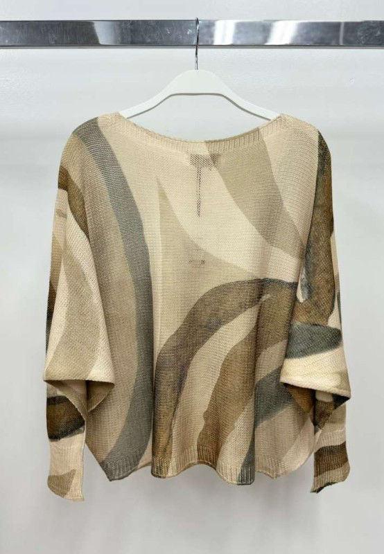 VENTI6 - Wholesale Knit Sweater - Women's - GOLD FOIL BRUSHSTROKE PRINT SWEATER (90668-9066-FOILBRUSH)3