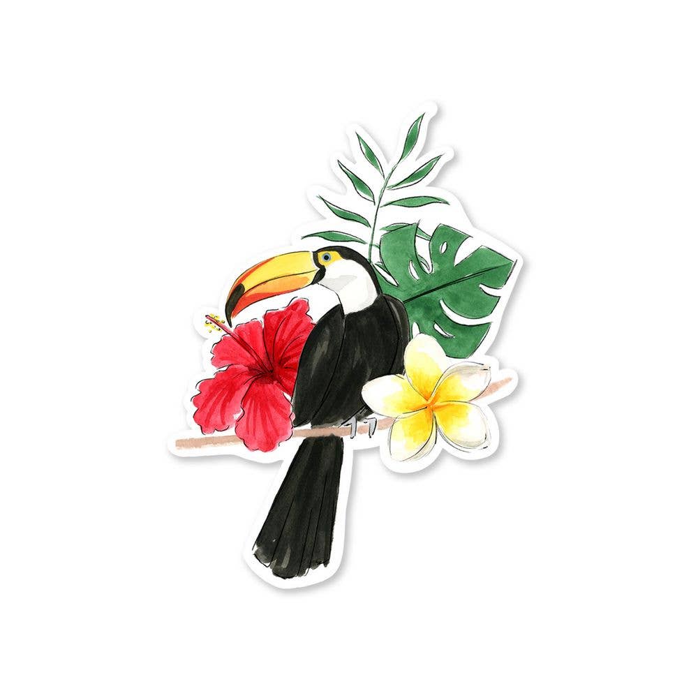 Almeida Illustrations - Vente Autocollant - Autocollant en vinyle Tropical Flower Toucan1