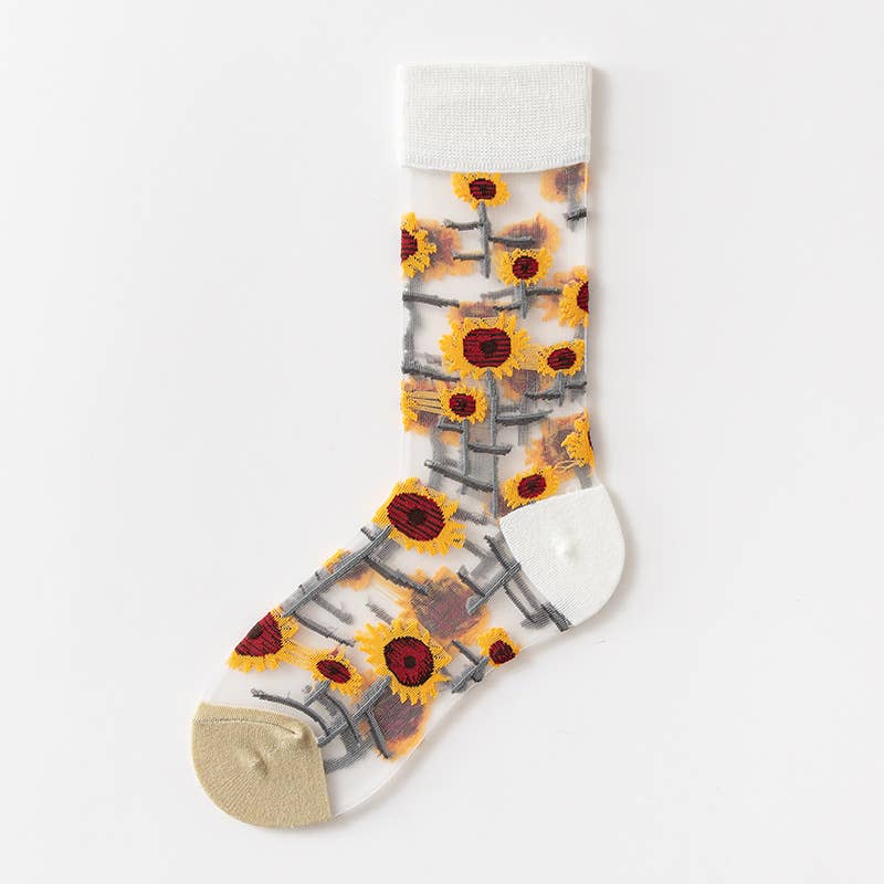 Tourtiwi - Wholesale Socks - Women's - Fruit Flower Animal Pattern Transparent Thin Summer Socks33