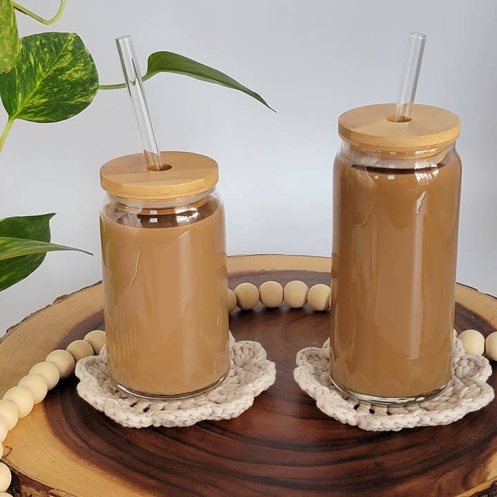 Vulpine Vinyls - Wholesale Drink Lids - Bamboo Lid With Straw Hole For Glass Beer Can