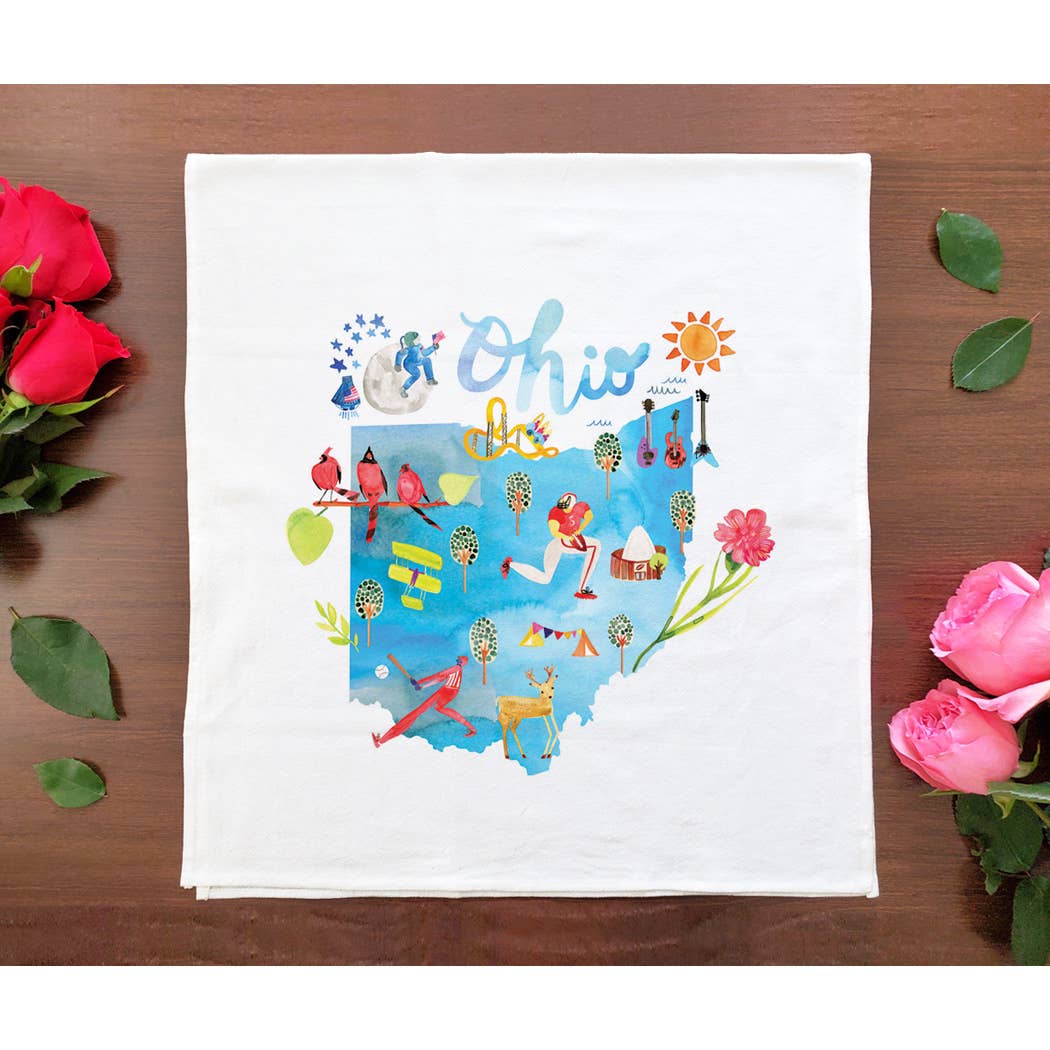 Allport Editions - Vente Torchons - Série de serviettes avec cartes à l'aquarelle - découvrez les 28 États !14