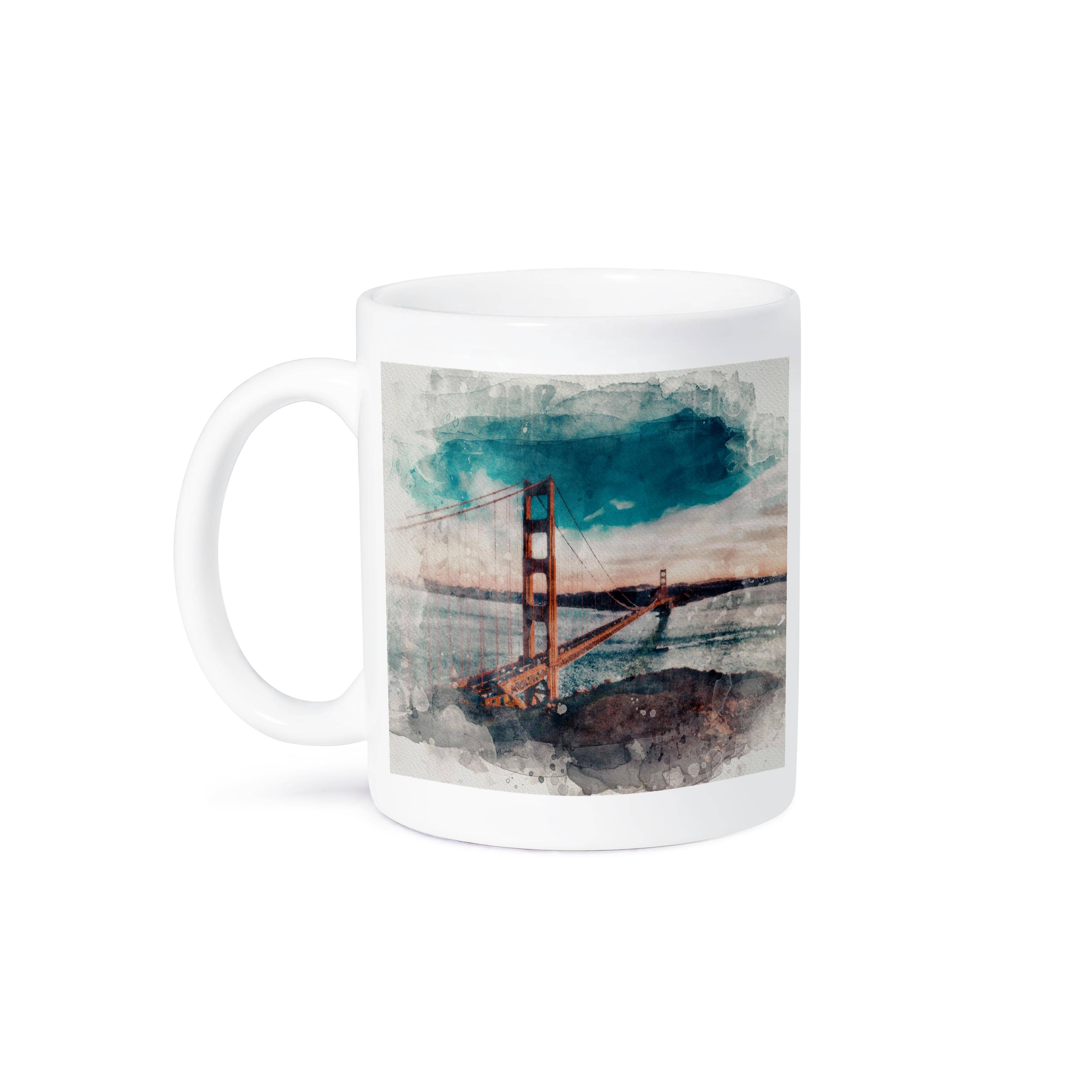 3dRose - Wholesale Coffee Mug - 3dRose, Image Of Watercolor Golden Gate Bridge Scene, Mug8