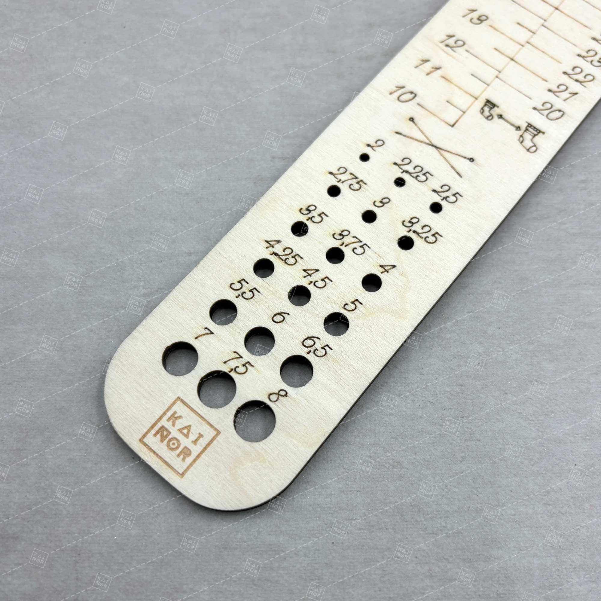 Kainor - Venta al por mayor Material para punto/ganchillo - Regla delgada para calcetines talla EU 20-51 con medidor de agujas2