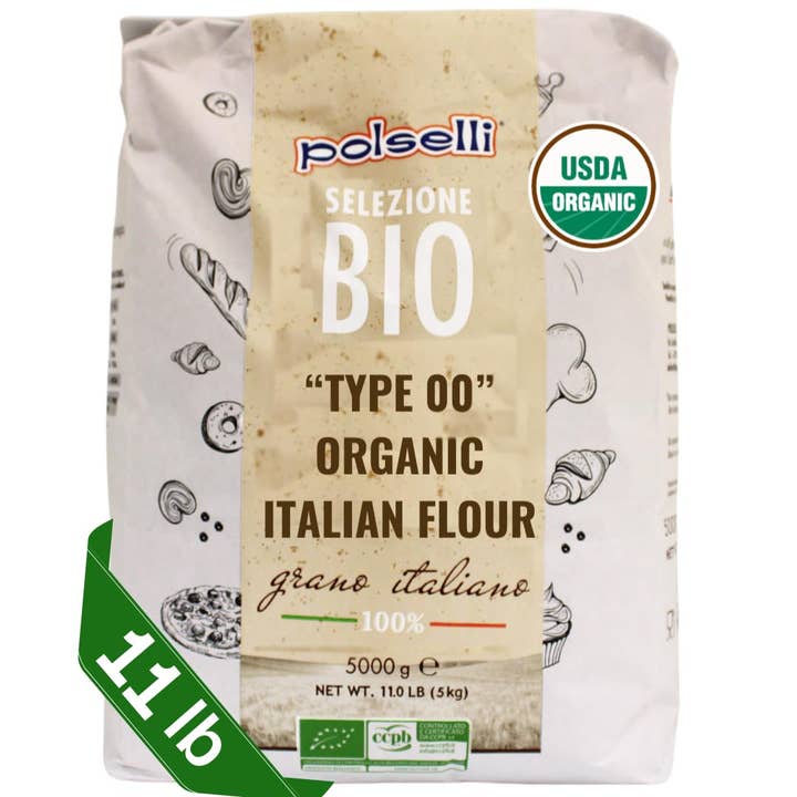 Wholesale Italian Food - Wholesale Flour - Polselli, Organic Flour, Type "00", 100% Italian Grain, 11 lbs (5 kg), Neapolitan Italian Pizza
