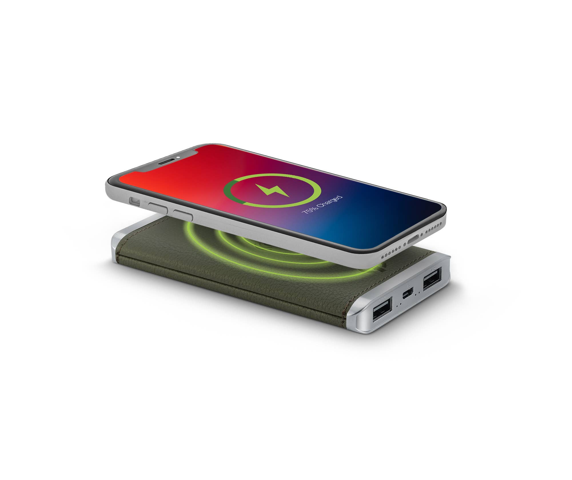 PhunkeeTree - Wholesale Portable Charger - Grey - Leather 5K Wireless Charging Power Bank4