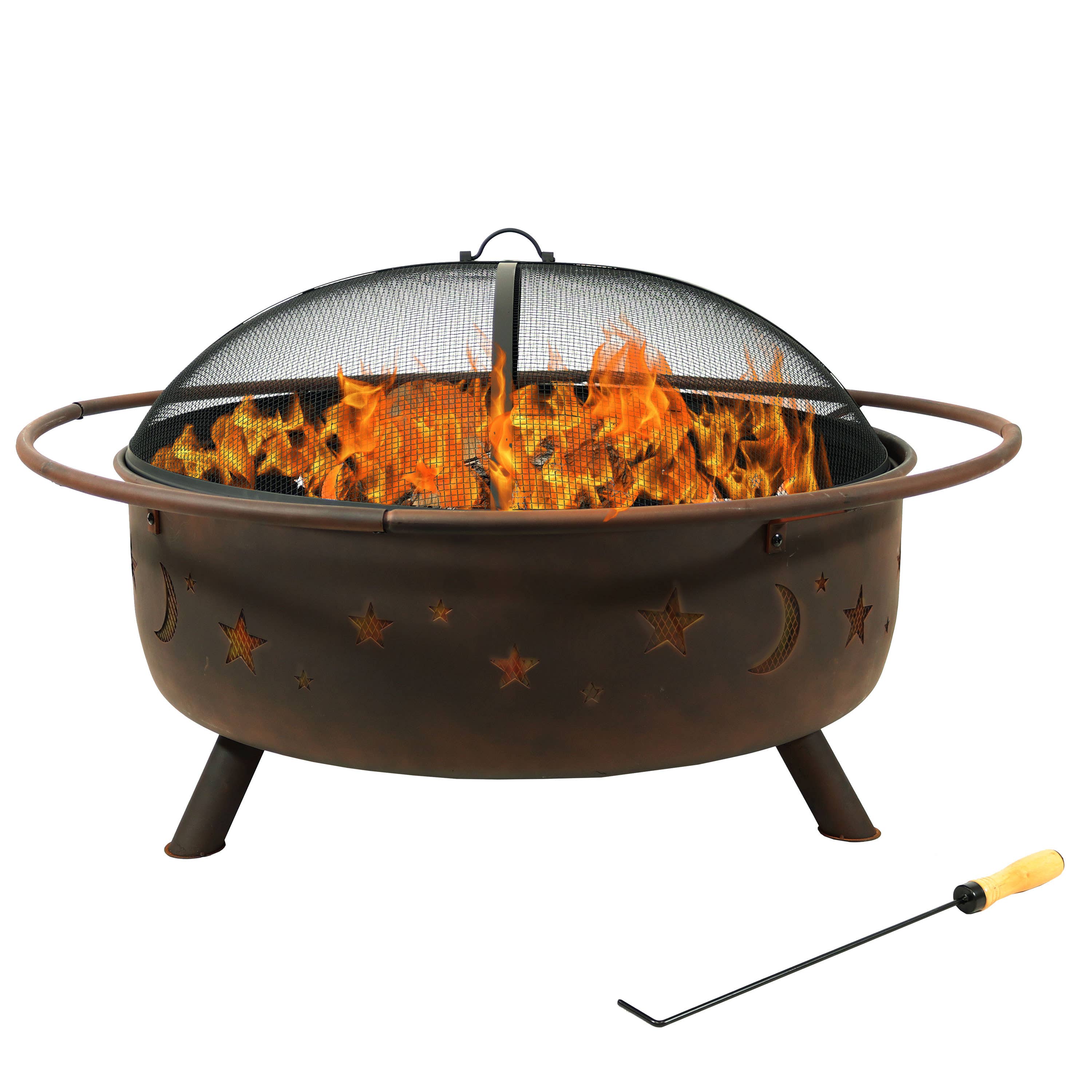 Sunnydaze Decor - Wholesale Fire Pit - 42 in Cosmic Steel Fire Pit with Spark Screen and Poker11