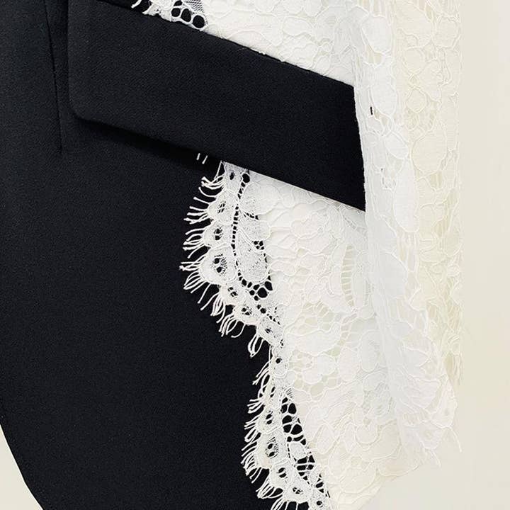 Kiara Black Blazer with Lace Arms for wholesale on Faire4