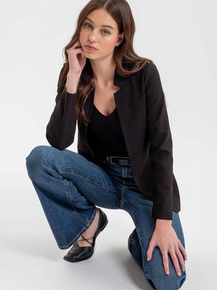 Blu Pepper - Wholesale Blazer - Women's - NOTCH COLLAR LONG SLEEVE LONG LINE BLAZER10