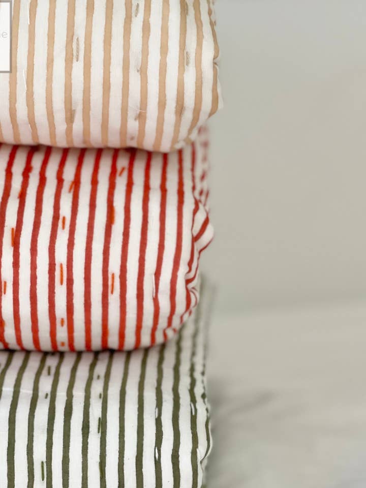Baby Quilt, Hand Block Stripe Print Kantha Baby Blanket for wholesale by Artsy Home