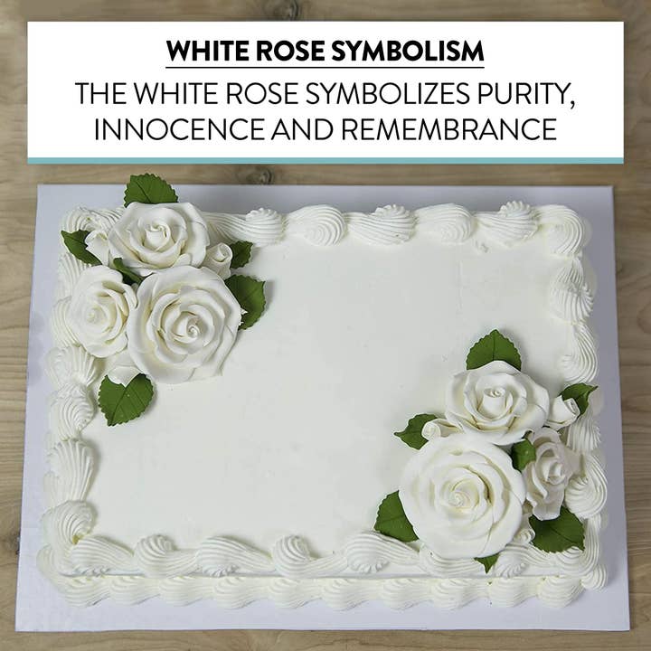 Global Sugar Art - Wholesale Cake/Cupcake Topper - Deluxe White Roses for Cake Decorating, Premium Unwired Sugar Flowers by Global Sugar Art, White, Medium5