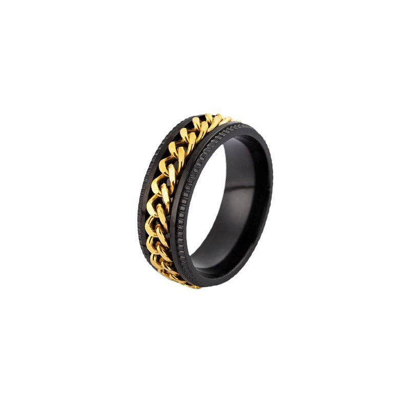 SALINA TRADING INC - Wholesale Band/Stacked Ring - Trendy Chain Design Stainless Steel Couple Rings4