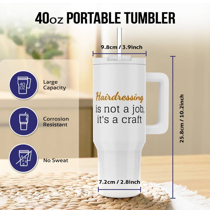 3dRose - Wholesale Insulated Mug/Tumbler - 3dRose, Text of Hairdressing is not a job,its a craft, Tumbler6