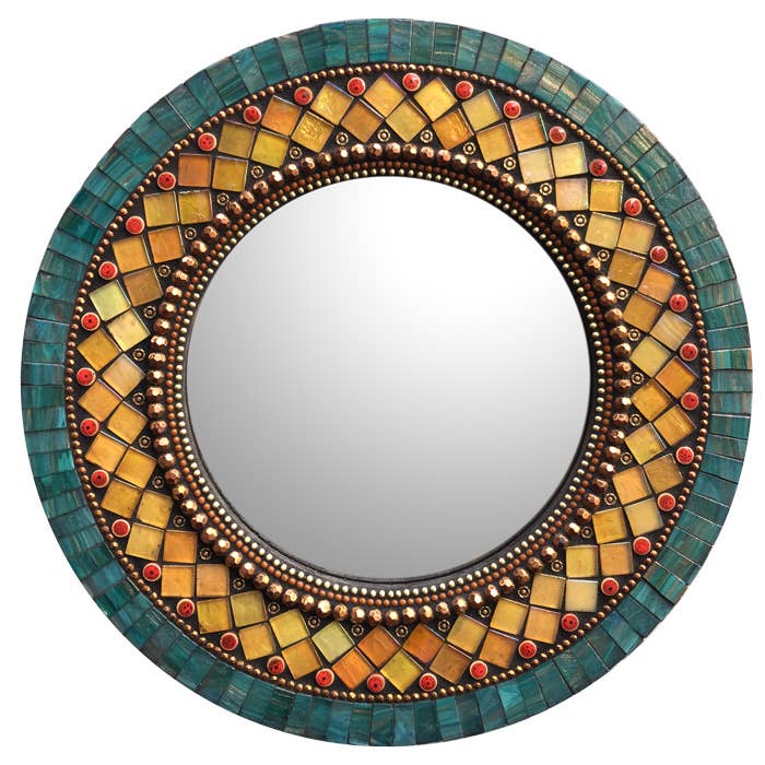 Zetamari Mosaic Artworks - Wholesale Wall Mirror - Oval/Round: Butterfly1