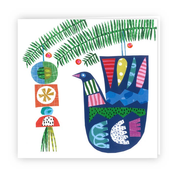 bird on tree christmas card for wholesale by Clare Youngs