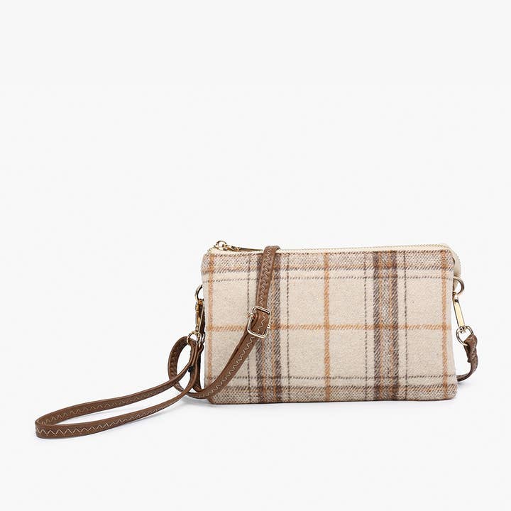 Jen & Co. - Wholesale Crossbody Bag - Women's - *SALE* M013-PLD Riley Plaid 3 Compartment Crossbody/Wristlet