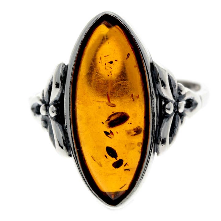 Anello celtico in argento Sterling 925 e vera ambra baltica — GL736 per la vendita all'ingrosso da parte di SilverAmber Jewellery