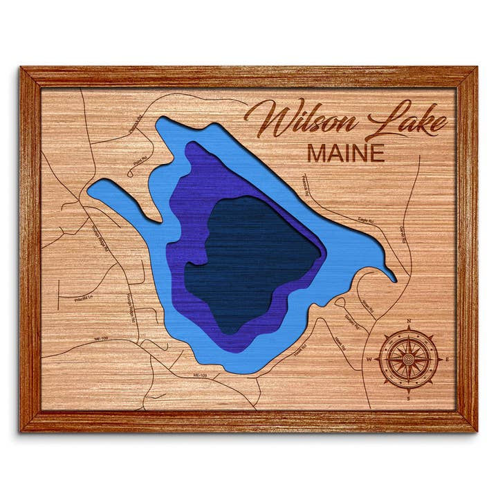 Wilson Lake, Maine Depth Map - Unique Home Decor Wall Art for wholesale by Premier Gifts and More
