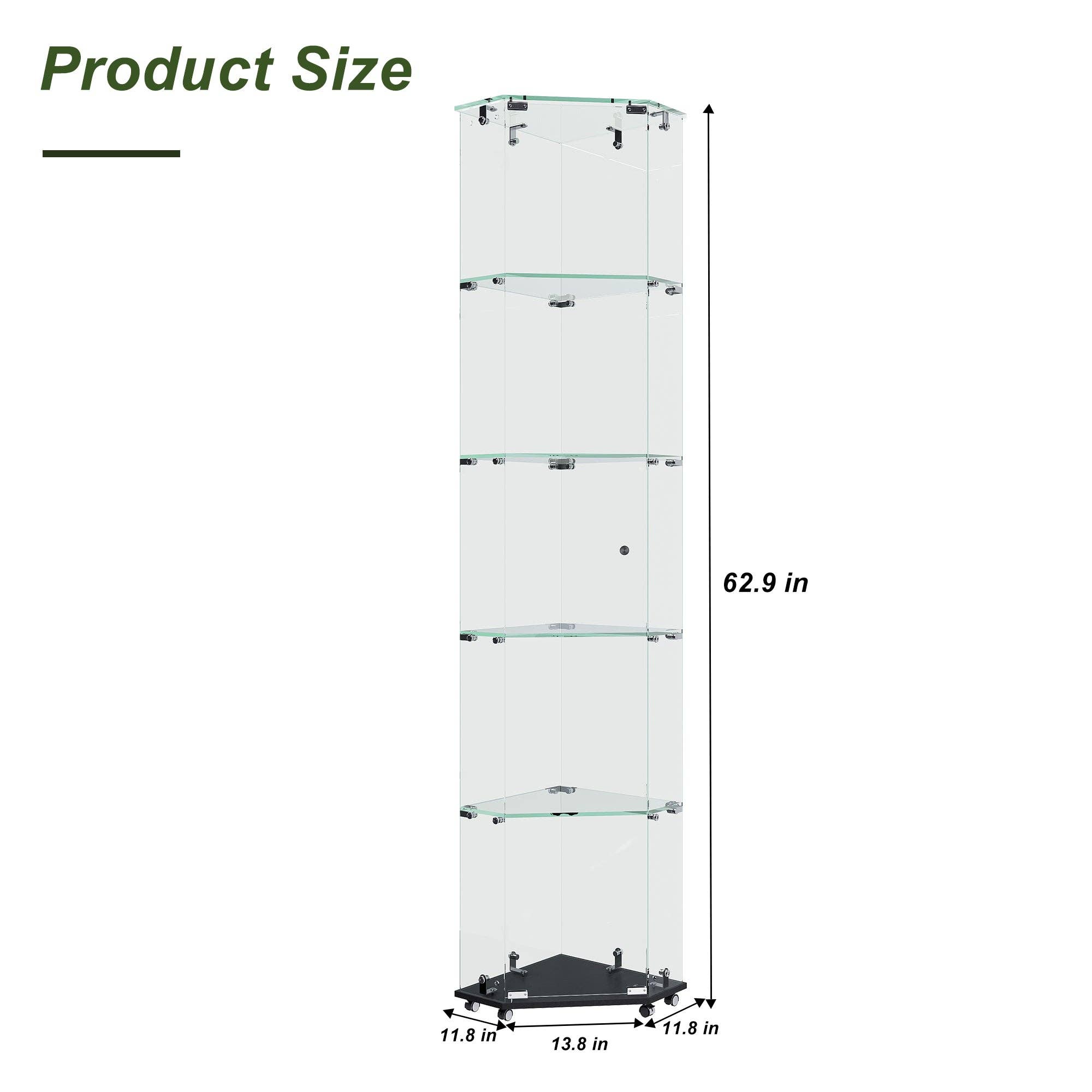 39F Inc. - Wholesale Display Case - 5-Tier Glass Display Cabinet with LED Lighting, Black3