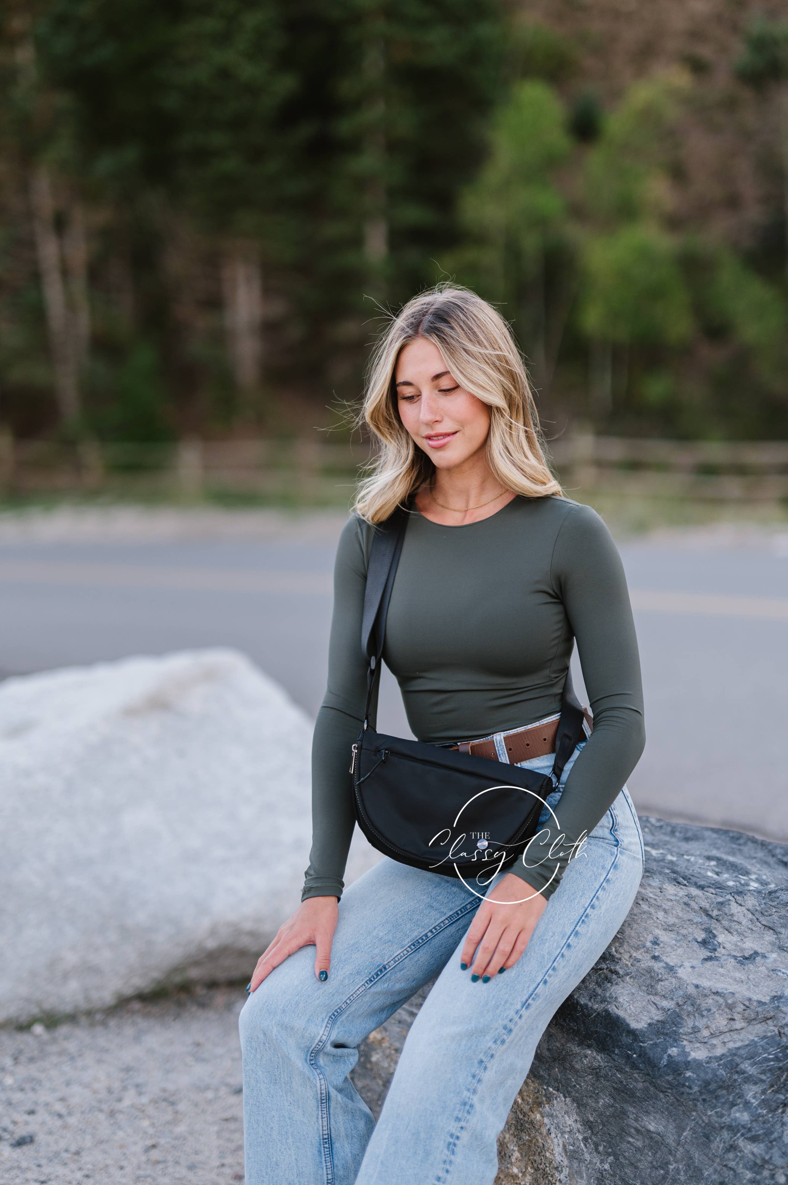 The Classy Cloth WS – Pochete - Mulher por atacado – Saco Margot Moon Cinto - Preto RTS8