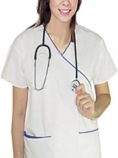 Haut cache-cœur extensible à 3 poches en coton mélangé pour la vente par Scrubandmore