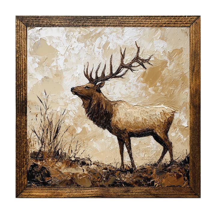 KUNSTNERISK SERIE TIMBERLAND-ELG HJORT PALETKNIV MALERI for engroshandel hos Jarmz Designs