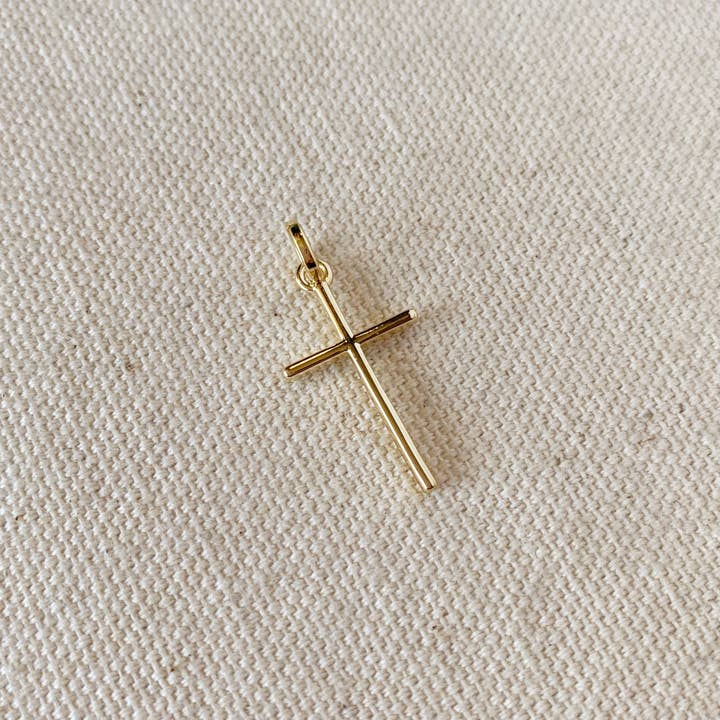 GoldFi - Wholesale Individual Charm/Pendant - 18k Gold Filled Thin Plain Cross Pendant