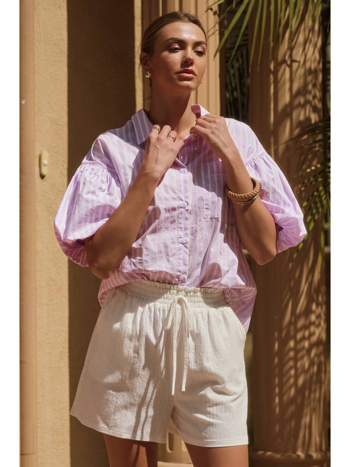 Oddi - Wholesale Shirt - Women's - Striped Poplin Button Down Shirt