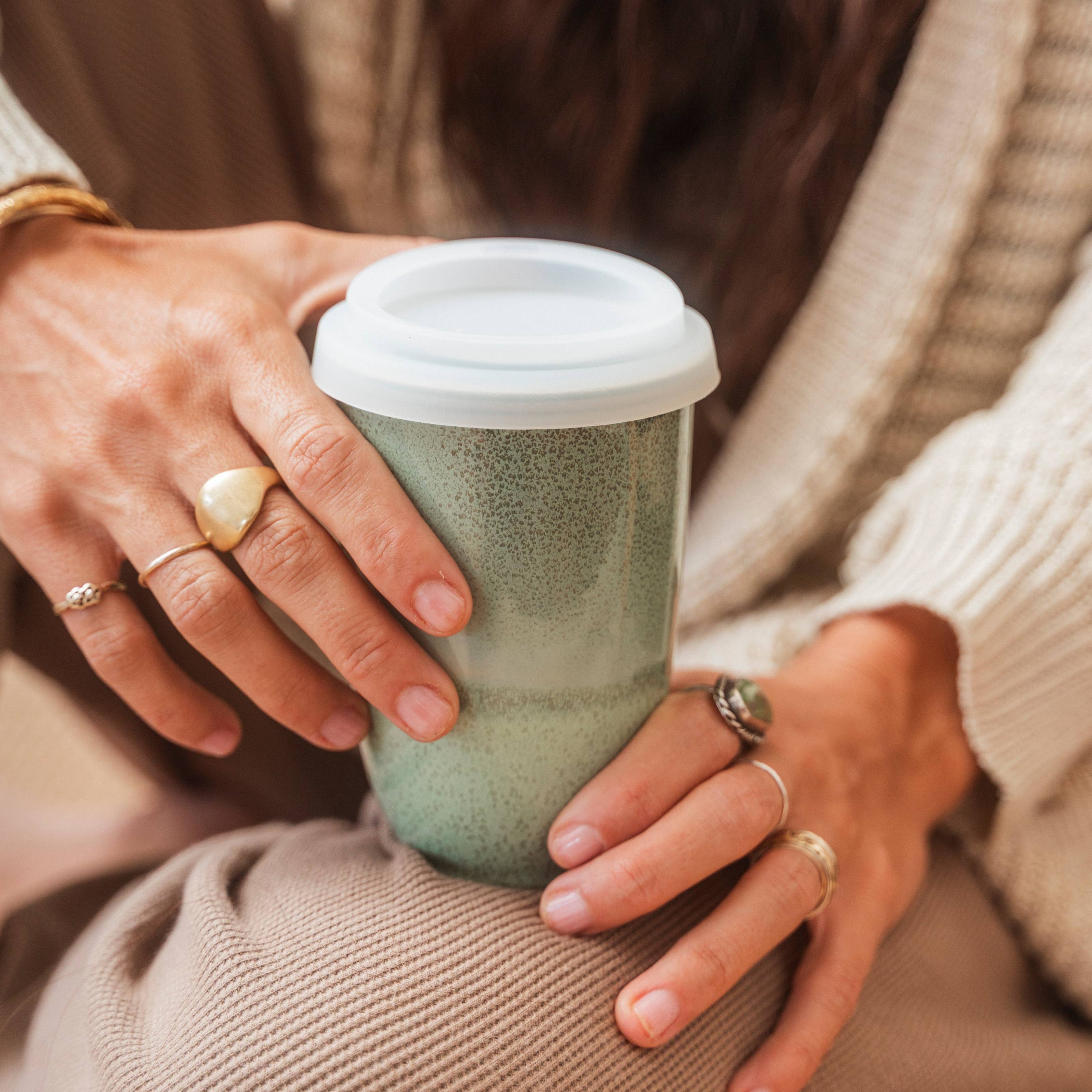 Nova Ceramics Travel Mugs - Wholesale Coffee/Tea Cup - Emerald 12oz Ceramic Travel Mug – Reusable & Stylish7