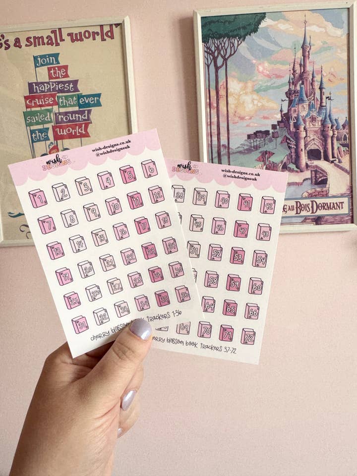 Cherry Blossom Book Trackers Vinyl Sticker Sheet for wholesale by Wish Designs