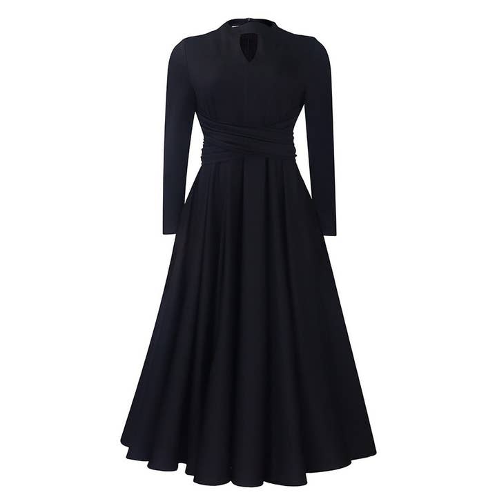 ACCITY - Wholesale Dress - Women's - FASHIONABLE PLEATED PLUS SIZE SWING SKIRT DRESS_CWDMD3665