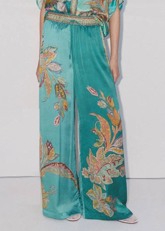 Set van twee stuks 2025 nieuwe vintage print satijnen set met retro chique en modern comfort voor groothandel op Faire7