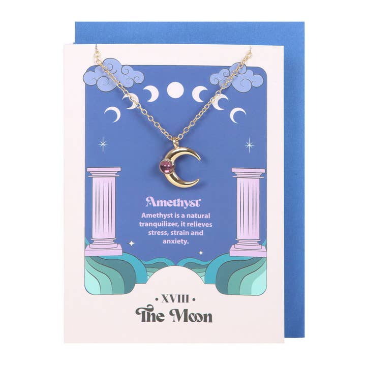 Something Different Wholesale - Wholesale Everyday Greeting Card - The Moon Celestial Amethyst Necklace Greeting Card1