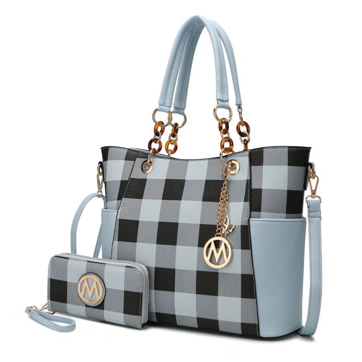 MKF Collection - Wholesale Tote Bag - Women's - MKF Mariely Checker Tote Bag & Wallet Set Women Handbag2