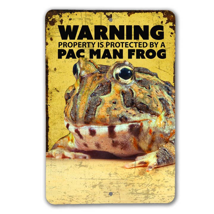 Warning Pac Man Frog Sign for wholesale by Real Cool Stickers & Stuff