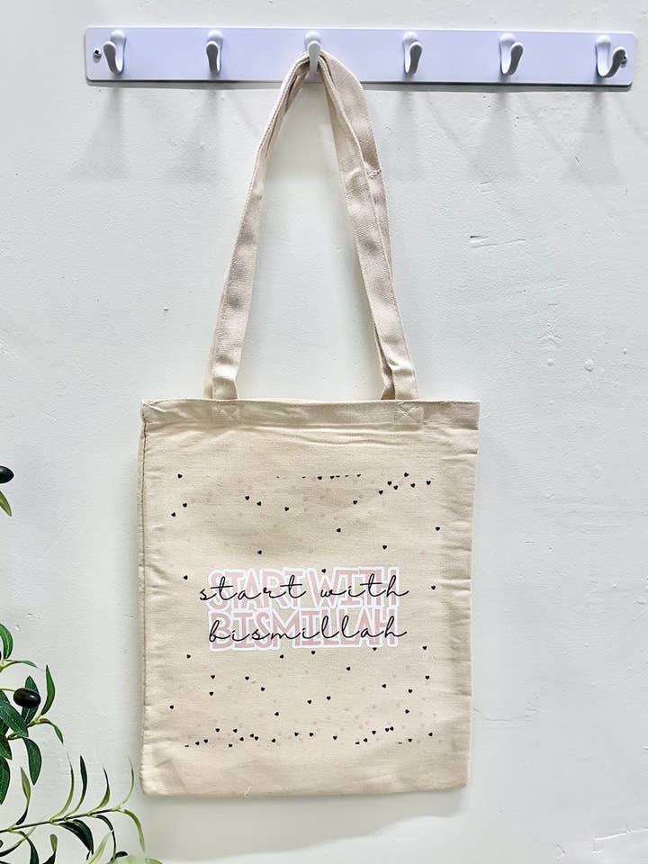 Start with bismillah tote bag for wholesale by Nour Emporium