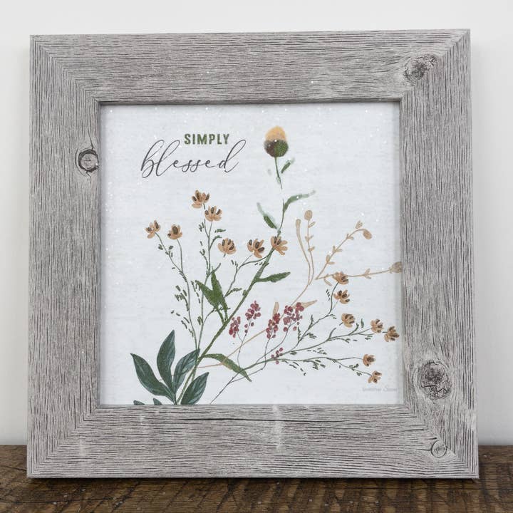 Simply Blessed Floral Flower Inspirational Art Sign Picture for wholesale by Summer Snow Art