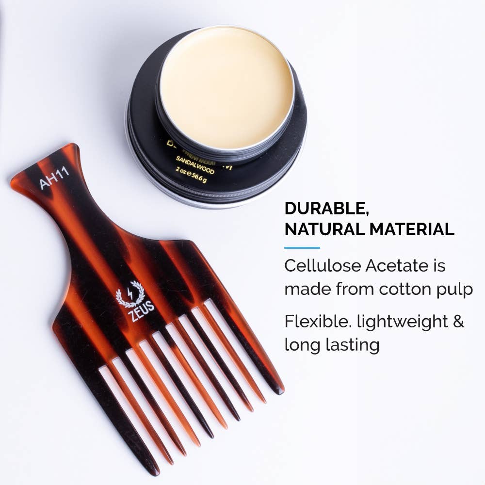 Zeus Beard - Wholesale Hair Brush/Comb - Acetate Beard/Afro Pick, 5.25”4