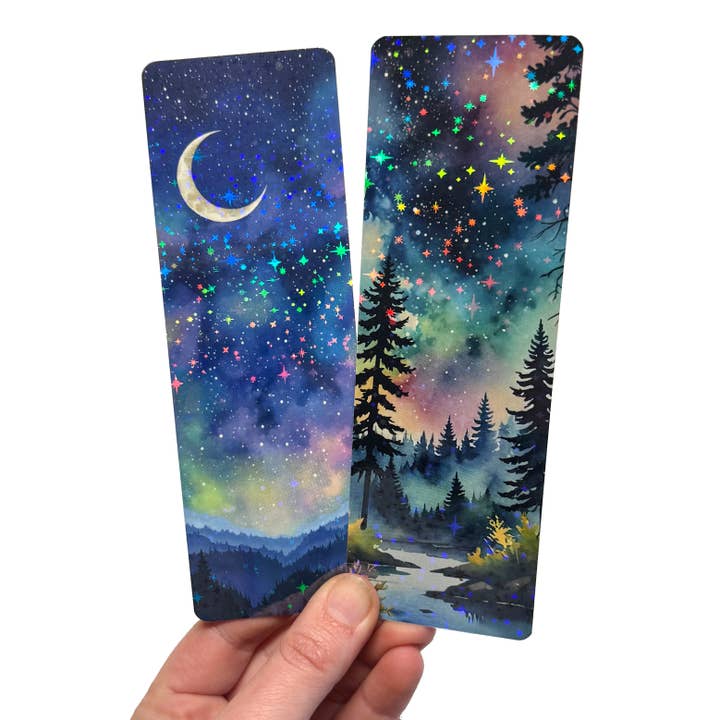 Galaxy Nature Glitter Bookmark -Two Sided, Nature Lover Gift for wholesale by Art by Sharell