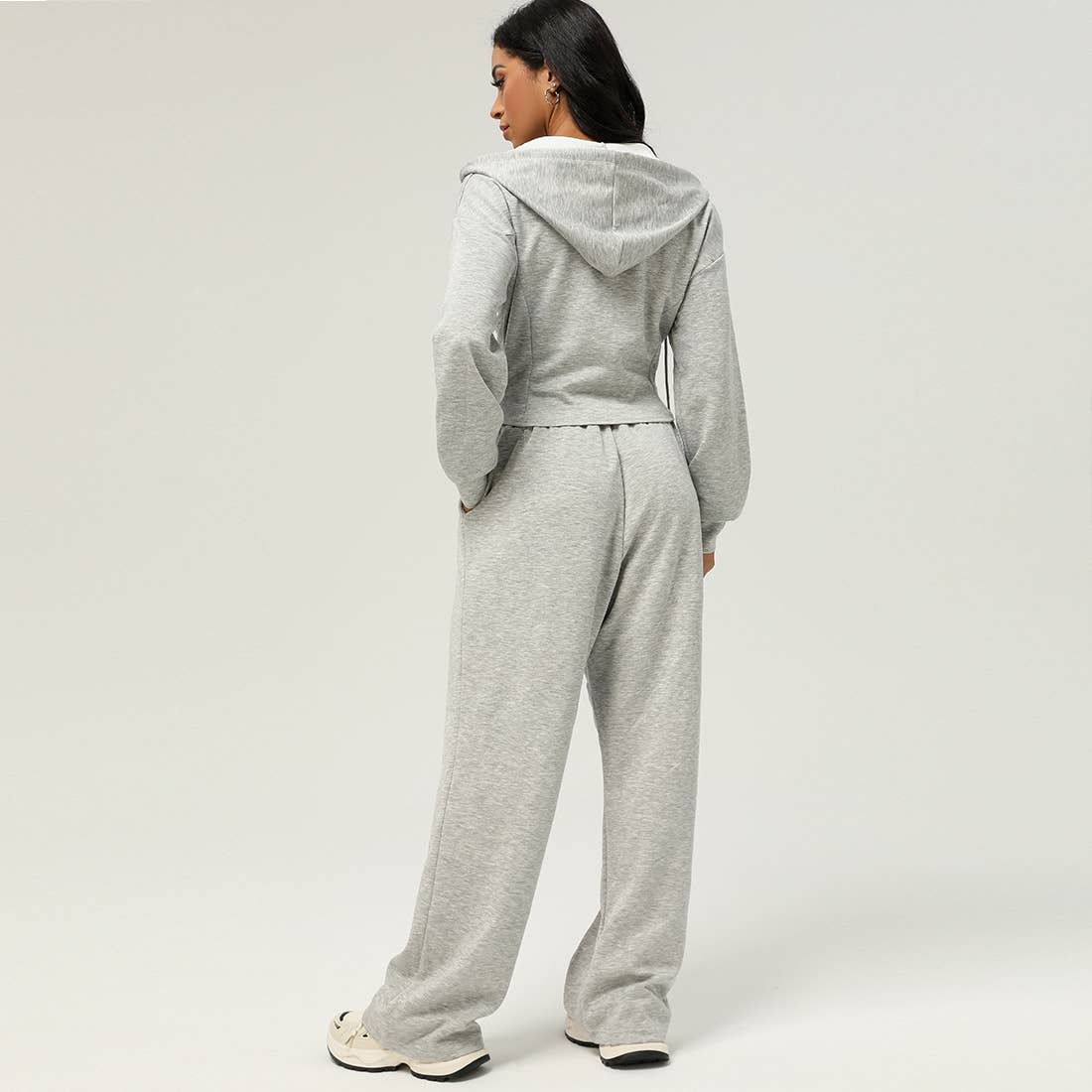 Sodalemon - Wholesale Activewear Set - Women's - 2pcs Zipper Hooded Jacket Drawstring Pants Sport Set14