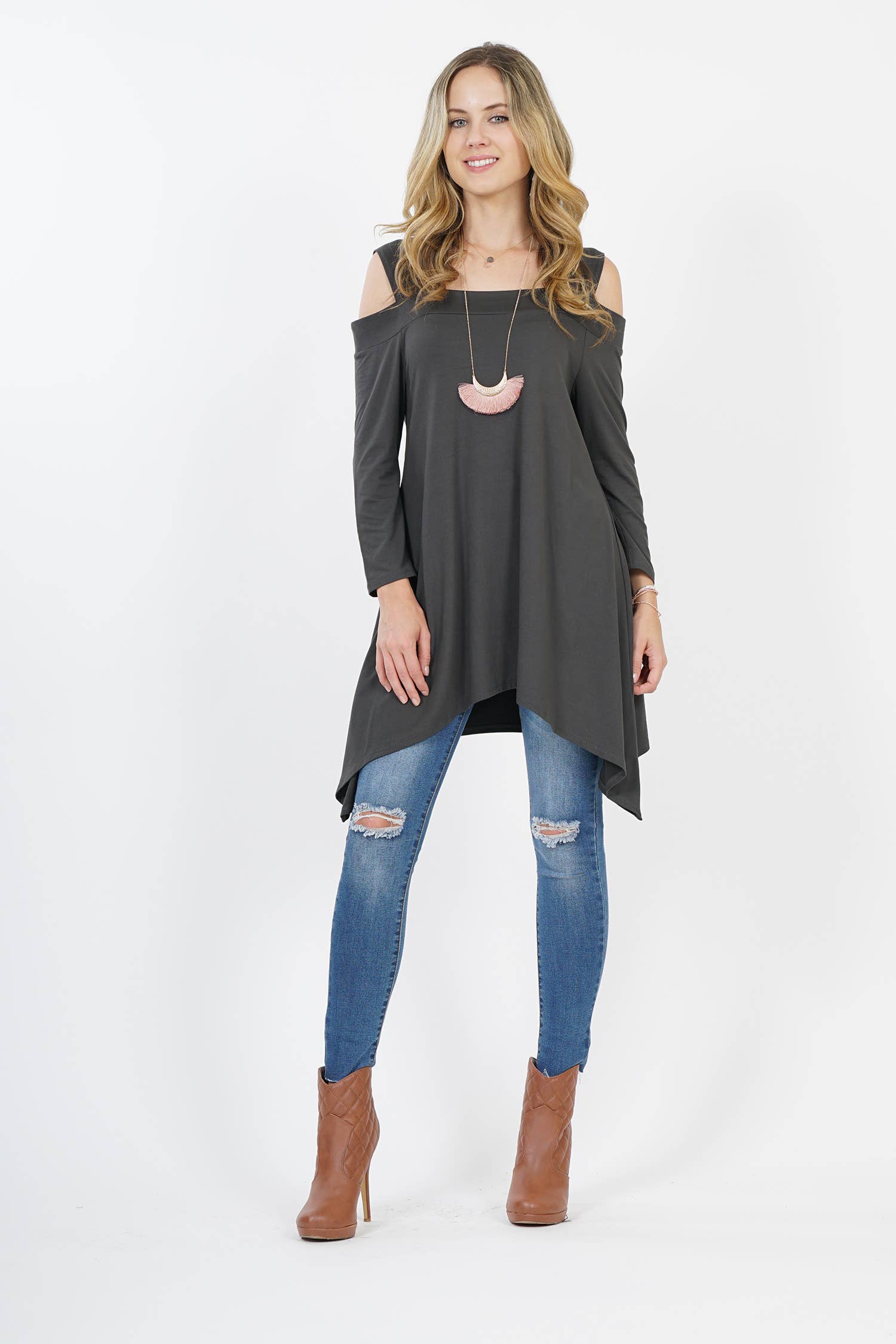 42POPS – wholesale Tunic – Women’s – , SI-10448 Off-shoulder side-tail  tunic2