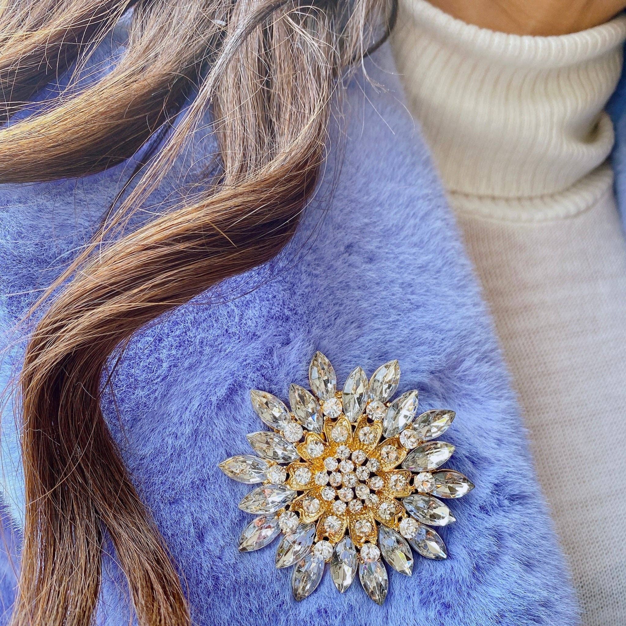 QueenMee Accessories - Wholesale Brooch - Vintage Brooch Large with Crystal11