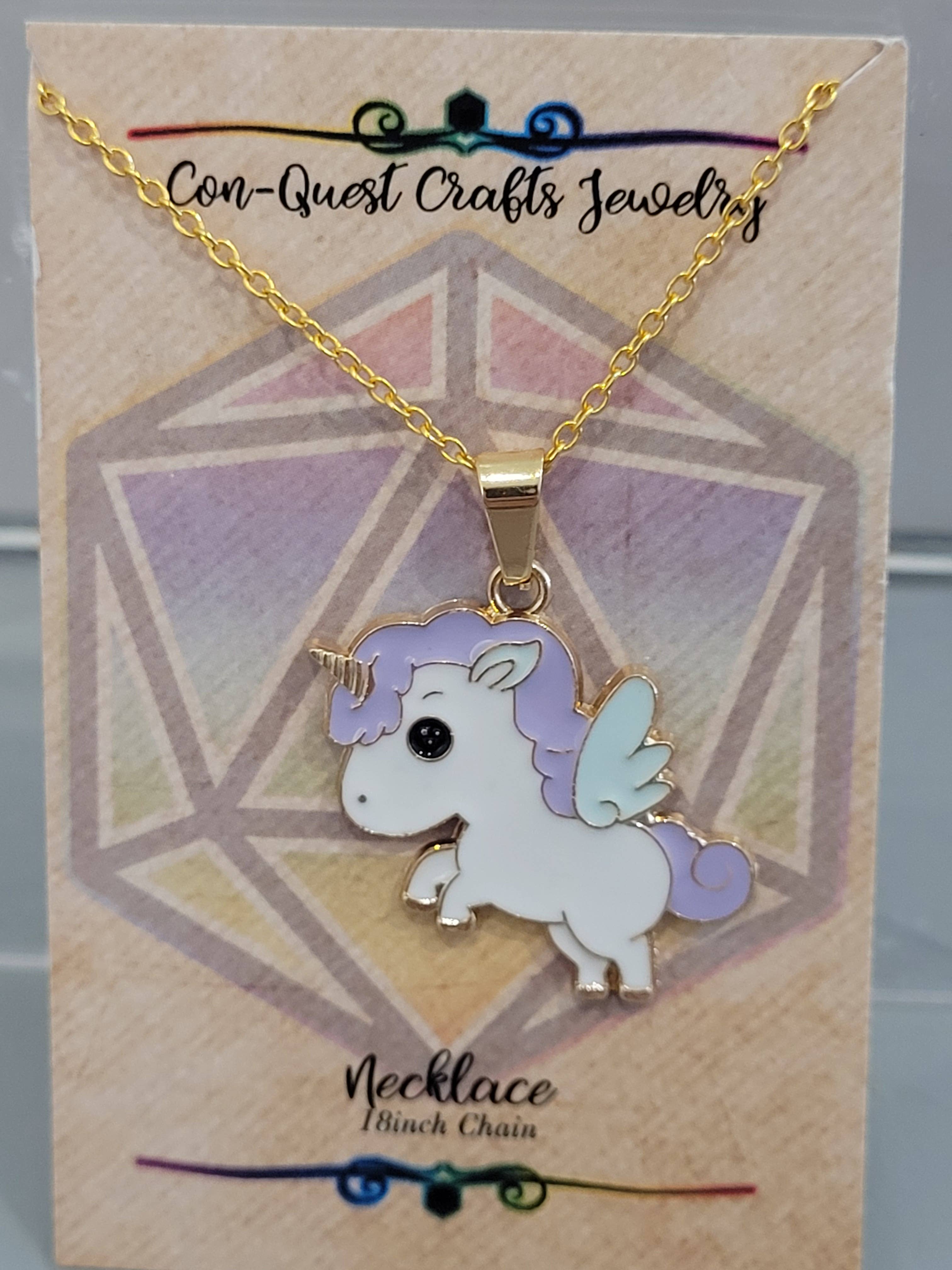 Con-Quest Crafts - Wholesale Jewelry Set - Unicorn &  Pegasus Cute Earrings, Necklaces and Zipper Pulls4